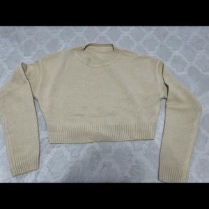 Cropped crew neck sweater